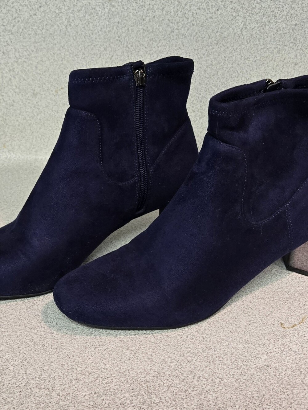 Nine West Navy Faux Suede Boots with Silver Heel Detail